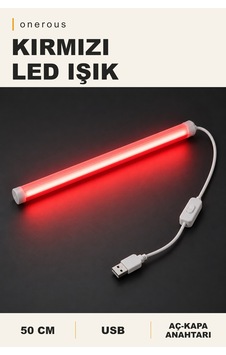 Onerous 50 Cm Kırmızı Led Işık, Anahtarlı, Usb, Yapışkanlı Onerous 50 Cm Kırmızı Led Işık, Anahtarlı, Usb, Yapışkanlı