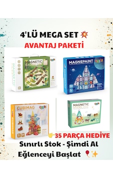 4 Lü Manyetik Blok Seti Eğitici Oyuncak 35+58+64+80 Parça Mega Avantaj Paket 4 Lü Manyetik Blok Seti Eğitici Oyuncak 35+58+64+80 Parça Mega Avantaj Paket