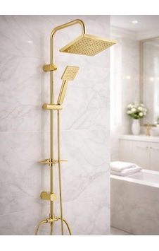 Eshome Gold Kare Robot Duş Seti Yağmurlama Gold Tepe Duş Seti Altın Eshome Gold Kare Robot Duş Seti Yağmurlama Gold Tepe Duş Seti Altın