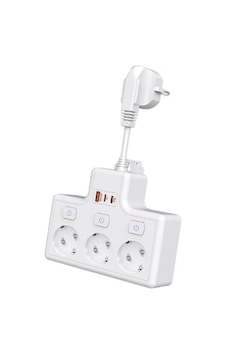 Çeşithane 3lü Termal Akım Korumalı Priz 1 Usb 2 Type C Duvar Tipi 3500w 0.2 M Çeşithane 3lü Termal Akım Korumalı Priz 1 Usb 2 Type C Duvar Tipi 3500w 0.2 M
