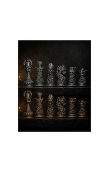 6 Lı Gotik Satranç Taşı Figür Seti El Boyaması 3d Baskı Fantastik Dekoratif Biblo