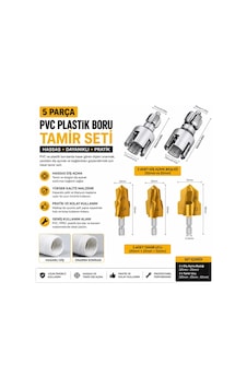 5 Parça Pvc Plastik Boru Tamir Seti 20-25-32 Mm İç Dış Diş Açma Ve Boru Onarım Matkap Ucu Seti 5 Parça Pvc Plastik Boru Tamir Seti 20-25-32 Mm İç Dış Diş Açma Ve Boru Onarım Matkap Ucu Seti