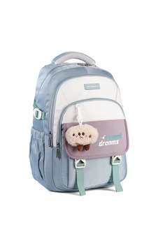 Relaxion 2462 Çocuk Bordo Peluş Anahtarlıklı Fonksiyonel Okul Çantası Gri Gri