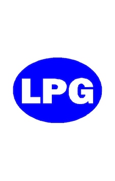 Lpg Oto Sticker Mavi Zemine Beyaz Yazı 10 x 7 CM