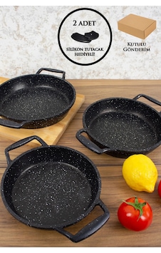 Esivitalia Essenso Döküm Granit 3'lü Sahan 18-20-22 Cm Siyah Esivitalia Essenso Döküm Granit 3'lü Sahan 18-20-22 Cm Siyah