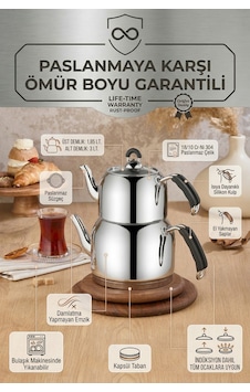 Özkent K-408 Lotus Aile Boy Paslanmaz Çelik Kendinden Süzgeçli Çaydanlık 4,85 Lt 1,85+3lt Özkent K-408 Lotus Aile Boy Paslanmaz Çelik Kendinden Süzgeçli Çaydanlık 4,85 Lt 1,85+3lt