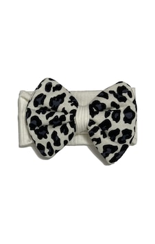 Leoparlı Kız Bebek Bandana Beyaz