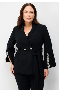 Moda İlgi Kadın Kolları Yırtmaçlı İncili Aksesuar Detaylı Ceket Siyah Moda İlgi Kadın Kolları Yırtmaçlı İncili Aksesuar Detaylı Ceket Siyah