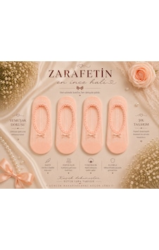 Çorap Vitrini 4'lü Paket Dantelli Babet Çorabı - Fiyonklu Kaymaz Silikonlu Patik Çorap Pembe