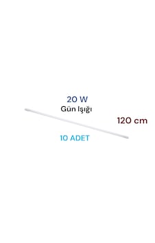 10 Adet 20 Watt 120 Cm Led Floresan Plastik Gün Işığı