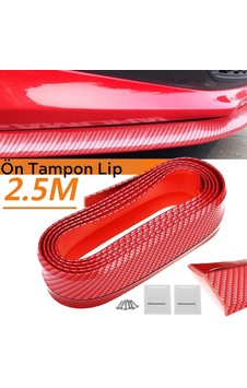 Kırmızı Renkli 2,5 Metre Araba Oto Ön Tampon Koruyucu Kauçuk Pratik Tampon Şerit Bant Döşeme Kiti 5131