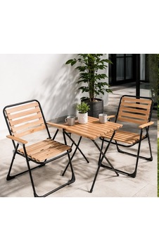 Bistro Set Bahçe Mobilyasi 3 Lü Set Piknik Kamp Sandalyesi Katlanir Masa Balkon Kahverengi