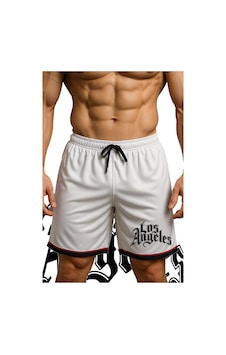 Top Glory Cepli Los Angeles Baskılı Basketbol Şortu Spor Şort Beyaz Top Glory Cepli Los Angeles Baskılı Basketbol Şortu Spor Şort Beyaz