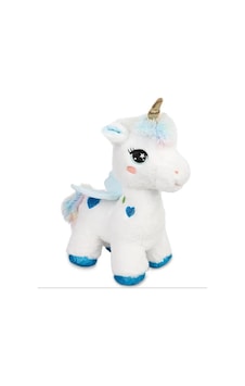 Peluş Tek Boynuzlu At Unicorn Beyaz Mavi Peluş 35 Cm Pelüş