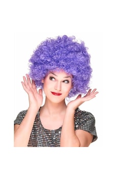 Mor Renk Kıvırcık Afro Bonus Peruk Parti Peruğu Çok Renkli Mor Renk Kıvırcık Afro Bonus Peruk Parti Peruğu Çok Renkli