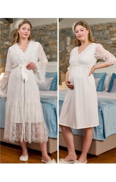 Cossy By Aqua 26200 Otriş Sabahlıklı Hamile Lohusa Gecelik Sabahlık Takım Ecru Cossy By Aqua 26200 Otriş Sabahlıklı Hamile Lohusa Gecelik Sabahlık Takım Ecru