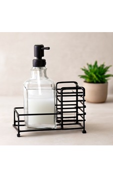Cam Sıvı Sabunluk 500 Ml Siyah Metal Stand Ve Pompa Cam Sıvı Sabunluk 500 Ml Siyah Metal Stand Ve Pompa