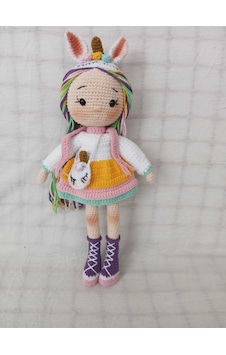 Amigurumi Unıcorn Bebek Organik Oyuncak Bebek Amigurumi Unıcorn Bebek Organik Oyuncak Bebek