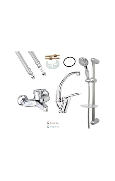 Banyo - Lavabo Ve Sürgülü Duş 3 Lü Mix Set Sıcak Soğuk Çift Su Girişli Diğer