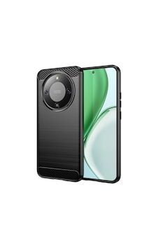 Microcase Honor Magic 8 Lite İle Uyumlu Brushed Carbon Fiber Silikon Kılıf - Siyah Al3332