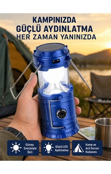 Katlanabilir Usb Çıkışlı Kamp Feneri Şarj Edilebilir, Dayanıklı Ve Çok Fonksiyonlu - Lisinya Mavi 82774389 Katlanabilir Usb Çıkışlı Kamp Feneri Şarj Edilebilir, Dayanıklı Ve Çok Fonksiyonlu - Lisinya Mavi 82774389