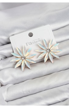 Beyaz Renk Kristal Taşlı Lotus Model Kadın Küpe Çok Renkli Beyaz Renk Kristal Taşlı Lotus Model Kadın Küpe Çok Renkli