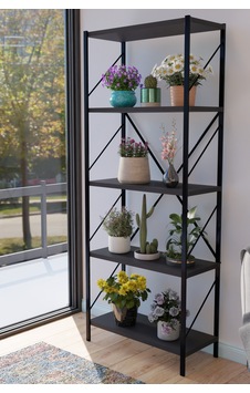 Titan Saksılık Saksı Çiçek Standı Rafı Dekoratif Çok Amaçlı Saksılık 150x60cm Antrasit Gri