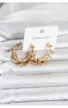 316l Çelik Gold Renk Spiral Halka Kadın Küpe Altın 316l Çelik Gold Renk Spiral Halka Kadın Küpe Altın