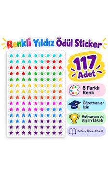 117'li Renkli Yıldız Sticker Öğretmen Ödül Ve Motivasyon Etiketi Yuvarlak Çıkartma Çok Renkli 117'li Renkli Yıldız Sticker Öğretmen Ödül Ve Motivasyon Etiketi Yuvarlak Çıkartma Çok Renkli
