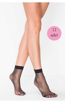 Royaleks 12 Adet Fit 15 Soket Ince Parlak Kısa Çorap Siyah RYL-12ARCRPNT4003 Çok Renkli
