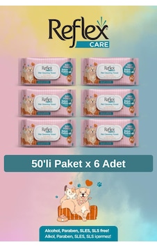 Reflex Care Evcil Hayvanlar İçin Çok Amaçlı Hijyenik Temizleme Mendili 50'li X 6 Adet Reflex Care Evcil Hayvanlar İçin Çok Amaçlı Hijyenik Temizleme Mendili 50'li X 6 Adet