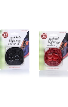 Magic Locks Yuvarlak Akıllı Ayakkabı Bağcık 2'li Set Siyah-Kırmızı Magic Locks Yuvarlak Akıllı Ayakkabı Bağcık 2'li Set Siyah-Kırmızı