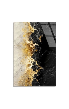 Siyah Altın Mermer Cam Tablo Yatay 90x140 Cm Deg1430 Siyah Altın Mermer Cam Tablo Yatay 90x140 Cm Deg1430