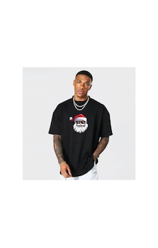 Veraura Lifestyle Yılbaşı Gözlüklü Noel Baba Baskılı Kısa Kollu Oversize Bisiklet Yaka T-shirt - Siyah Veraura Lifestyle Yılbaşı Gözlüklü Noel Baba Baskılı Kısa Kollu Oversize Bisiklet Yaka T-shirt - Siyah