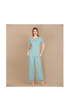 Aria's Closet Arias Closet Viskon Şık Tasarım Dantel İşlemeli Mint Yeşil Kısa Kol Pijama Takımı Nane Mint Aria's Closet Arias Closet Viskon Şık Tasarım Dantel İşlemeli Mint Yeşil Kısa Kol Pijama Takımı Nane Mint