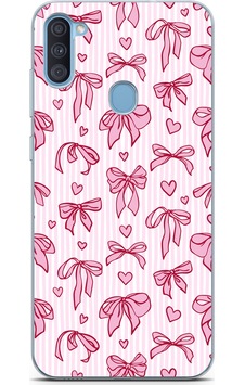 Samsung Galaxy A11-m11 Uyumlu Pembe Fiyonk Ve Kalp Desenli Baskılı Silikon Kılıf Renkli Samsung Galaxy A11-m11 Uyumlu Pembe Fiyonk Ve Kalp Desenli Baskılı Silikon Kılıf Renkli