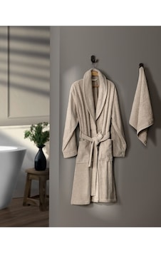 Madame Coco Avril Şalyaka Unisex Bornoz Set Bej Madame Coco Avril Şalyaka Unisex Bornoz Set Bej