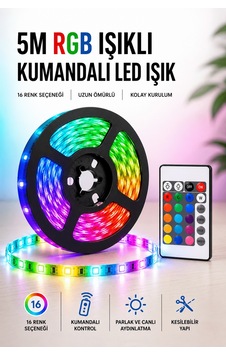 5m Rgb Işıklı Her Ortama Uygun Led Işık - Ucz5mşeritled2-1 5m Rgb Işıklı Her Ortama Uygun Led Işık - Ucz5mşeritled2-1