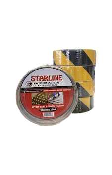 Starline 50mmx15m Kaydırmaz Bant Sarı Siyah Starline 50mmx15m Kaydırmaz Bant Sarı Siyah