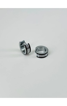 Rodyum Ve Siyah Çelik Erkek Küpe Çap 9 Mm Kalınlık 5 Mm - Ekp0009 Rodyum Ve Siyah Çelik Erkek Küpe Çap 9 Mm Kalınlık 5 Mm - Ekp0009