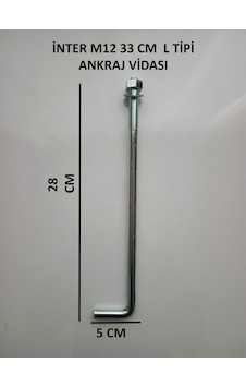 İnter L Tipi Ankraj Vidası M12 33cm M33 İnter L Tipi Ankraj Vidası M12 33cm M33