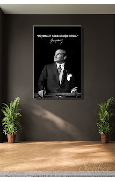 Gazi Mustafa Kemal Atatürk'ün Siyah-beyaz Portresi Ve Bir Özlü Sözü Dikey Kanvas Tablo 4180 Çok Renkli Gazi Mustafa Kemal Atatürk'ün Siyah-beyaz Portresi Ve Bir Özlü Sözü Dikey Kanvas Tablo 4180 Çok Renkli