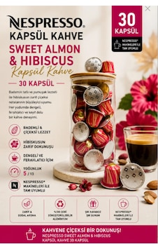 Nespresso Sweet Almond & Hibiscus Kapsül Kahve 30 Adet + Cam Saklama Kutu Hediyeli Nespresso Sweet Almond & Hibiscus Kapsül Kahve 30 Adet + Cam Saklama Kutu Hediyeli