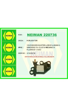 Neıman 220736 Konjektor 12v Dokker-duster-lodgy-logan Iı-sandero 15 Clıo Iv-megane Iıı-fluence 1.5 Dcı 272220736 -