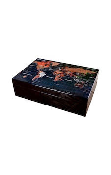 Premiumquality Siyah Harita Desenli Sedir Humidor Puro Kutusu - Tr8826 Premiumquality Siyah Harita Desenli Sedir Humidor Puro Kutusu - Tr8826