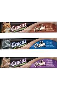 Crocus Kediler İçin Premium Krema Ödül Yengeç-karides-somon Aromalı 3 X15gr Crocus Kediler İçin Premium Krema Ödül Yengeç-karides-somon Aromalı 3 X15gr