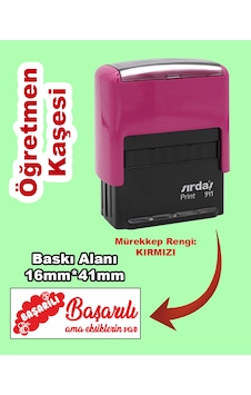 Öğretmen Motivasyon Kaşesi - Başarılı, 911 16mm 41mm Kırmızı Keçeli Otomatik Kaşe Öğretmen Motivasyon Kaşesi - Başarılı, 911 16mm 41mm Kırmızı Keçeli Otomatik Kaşe