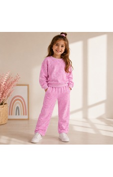 Luess Kız Çocuk Pembe Batik Yıkamalı Sweatshirt Boru Paça Eşofman Altı 2'li Takım Luess Kız Çocuk Pembe Batik Yıkamalı Sweatshirt Boru Paça Eşofman Altı 2'li Takım