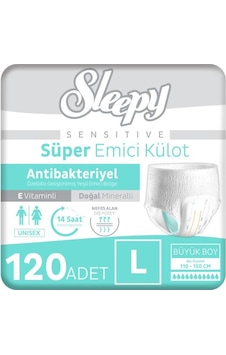 Sleepy Sensitive Antibakteriyel Emici Külot Large 30x4 120 Adet L Sleepy Sensitive Antibakteriyel Emici Külot Large 30x4 120 Adet L