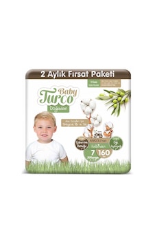 Baby Turco Doğadan Bebek Bezi 7 Numara XXlarge 2 Aylık Fırsat Paketi 160 Adet Baby Turco Doğadan Bebek Bezi 7 Numara XXlarge 2 Aylık Fırsat Paketi 160 Adet
